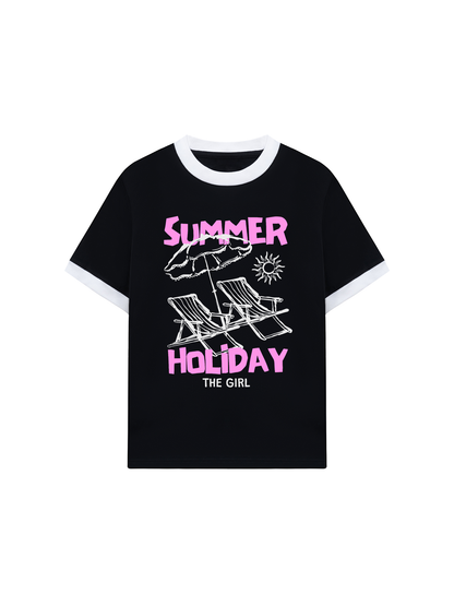 Áo Thun Ringer Relaxed Fit Summer Holiday The Girl
