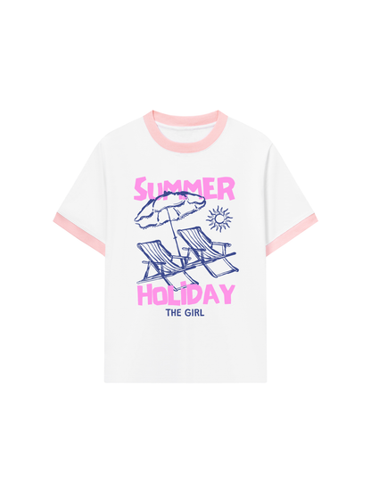 Áo Thun Ringer Relaxed Fit Summer Holiday The Girl