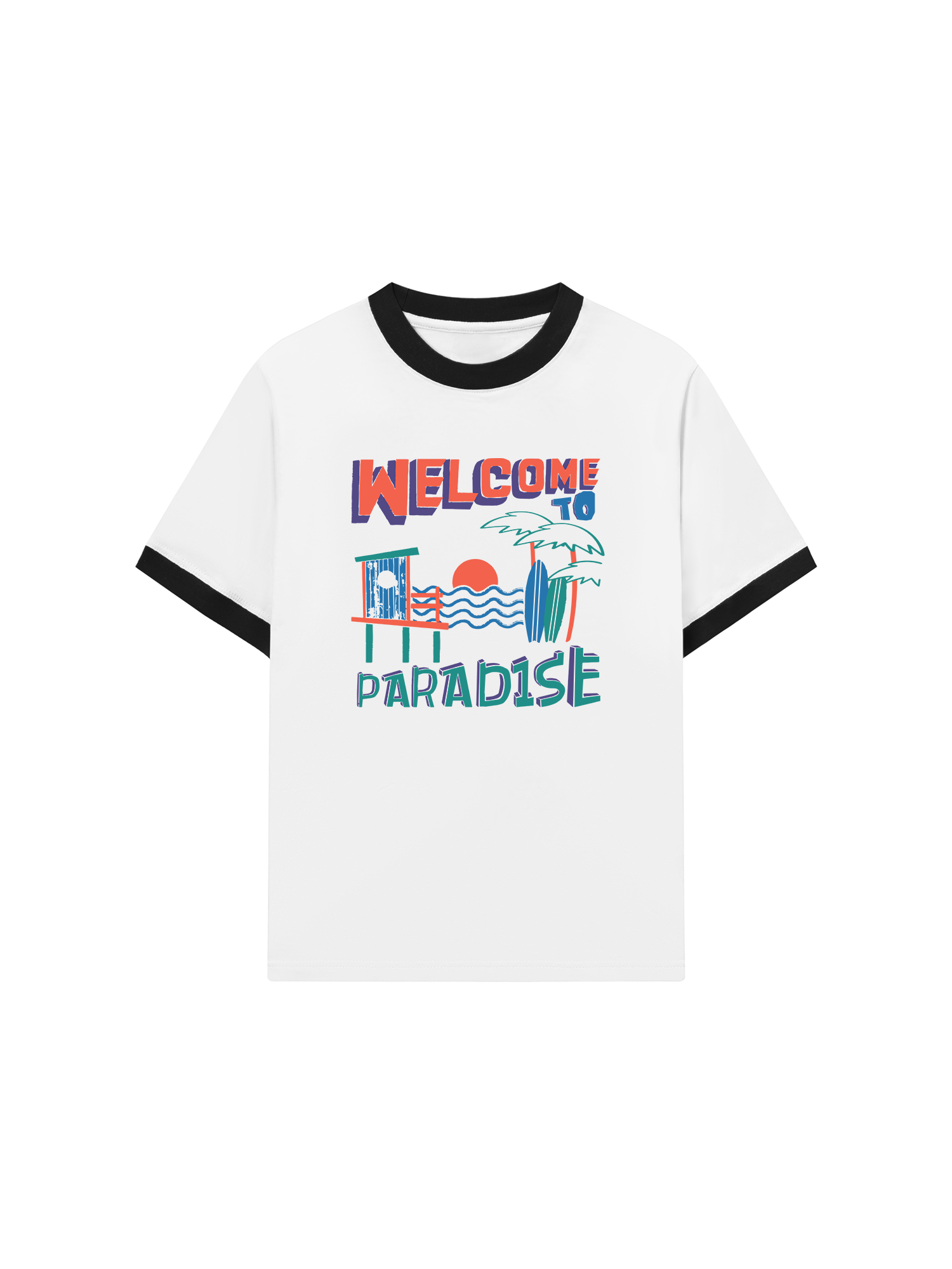 Áo Thun Ringer Relaxed Fit Welcome To Paradise