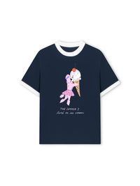 Áo Thun Ringer Relaxed Fit Lived On Ice Cream