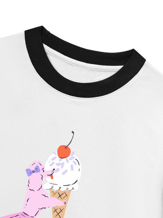Áo Thun Ringer Relaxed Fit Lived On Ice Cream