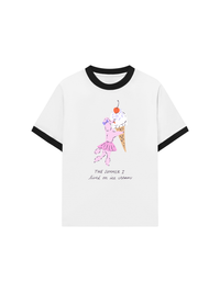 Áo Thun Ringer Relaxed Fit Lived On Ice Cream