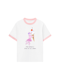 Áo Thun Ringer Relaxed Fit Lived On Ice Cream