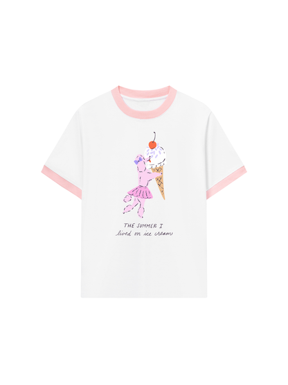Áo Thun Ringer Relaxed Fit Lived On Ice Cream
