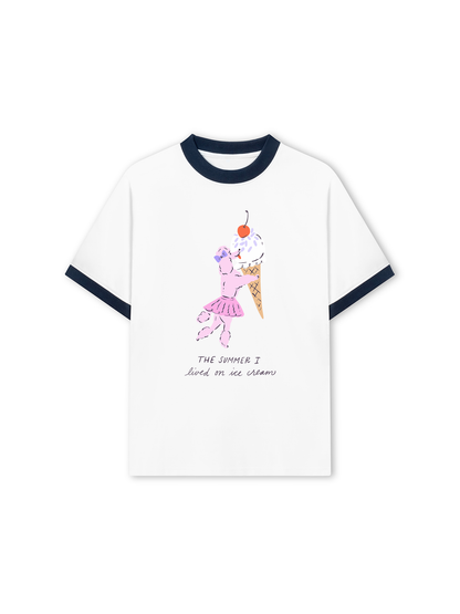 Áo Thun Ringer Relaxed Fit Lived On Ice Cream