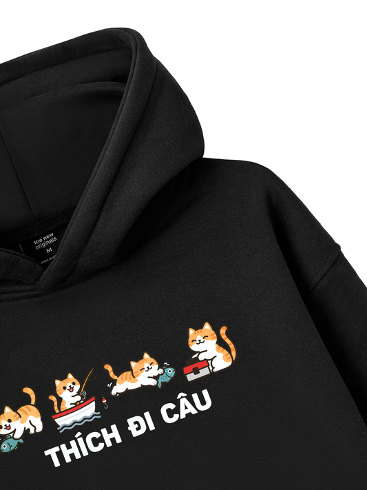 Thích Đi Câu-Mèo Cam Hoodie