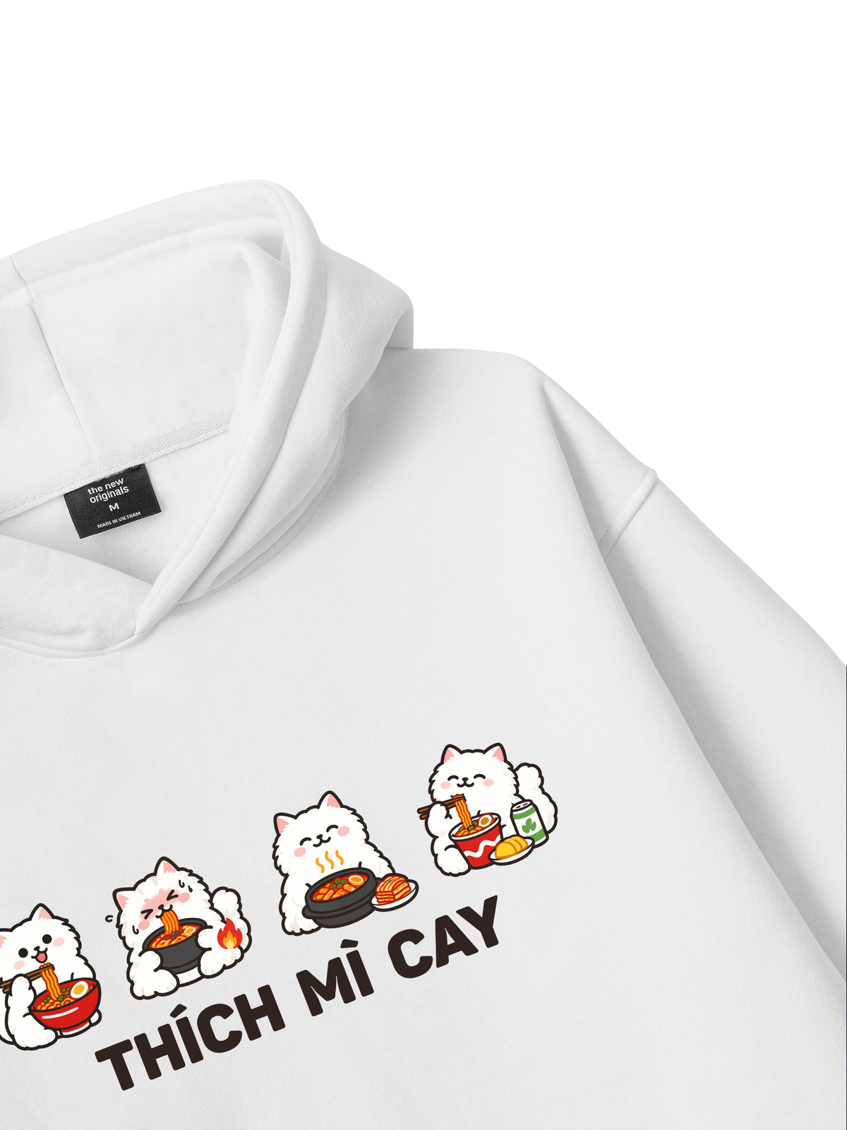 Thích Mì Cay-Mèo Trắng Hoodie