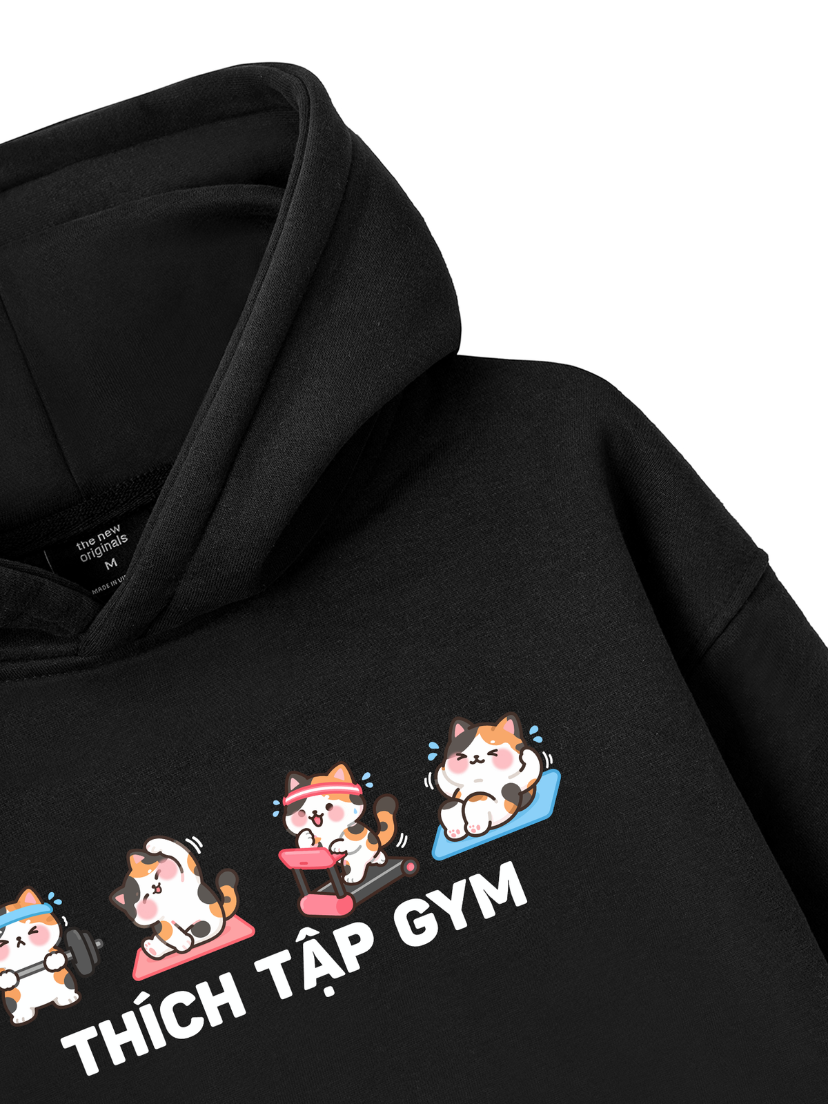 Thích Tập Gym-Mèo Tam Thể Hoodie