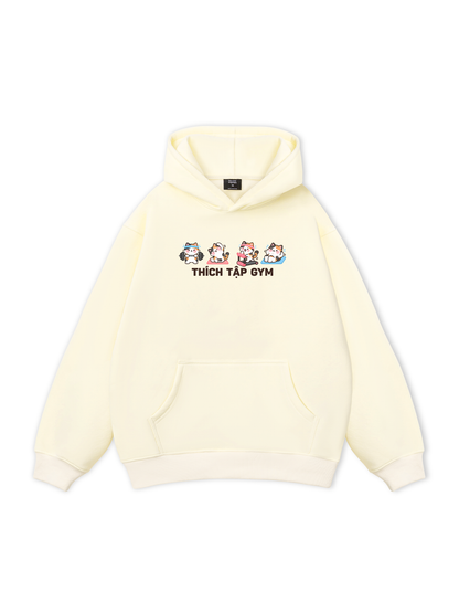 Thích Tập Gym-Mèo Tam Thể Hoodie