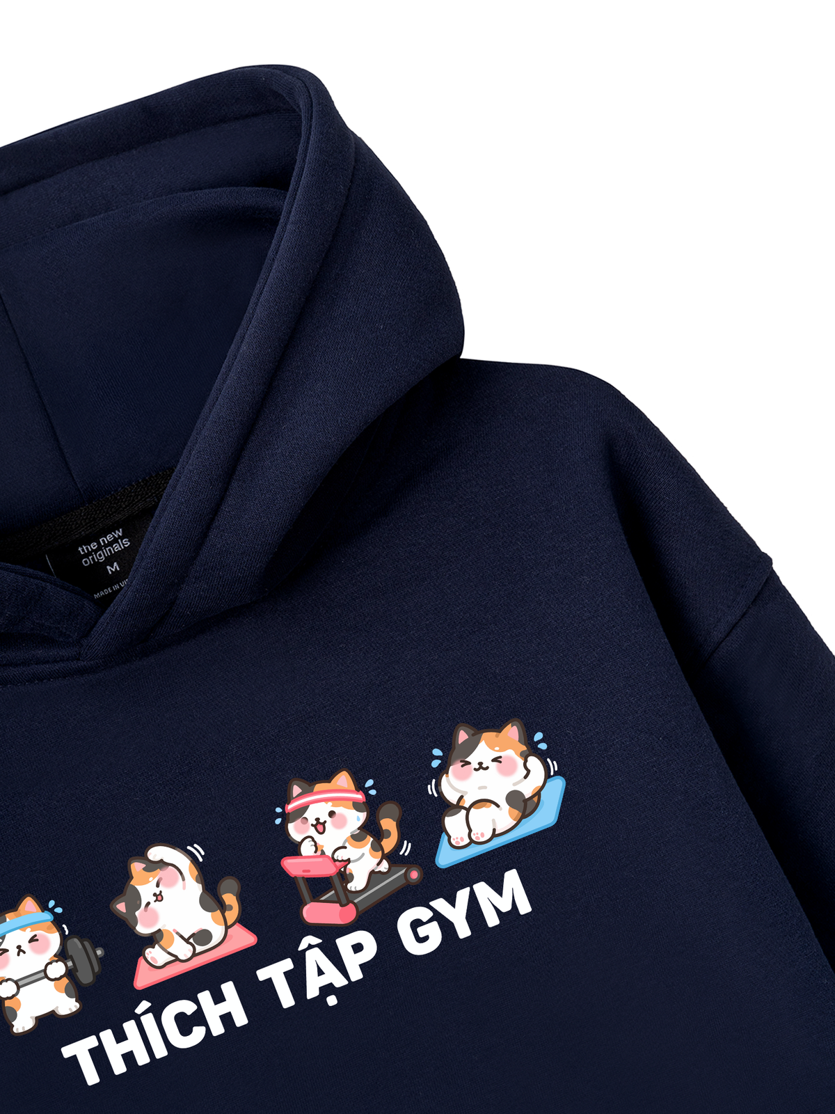 Thích Tập Gym-Mèo Tam Thể Hoodie