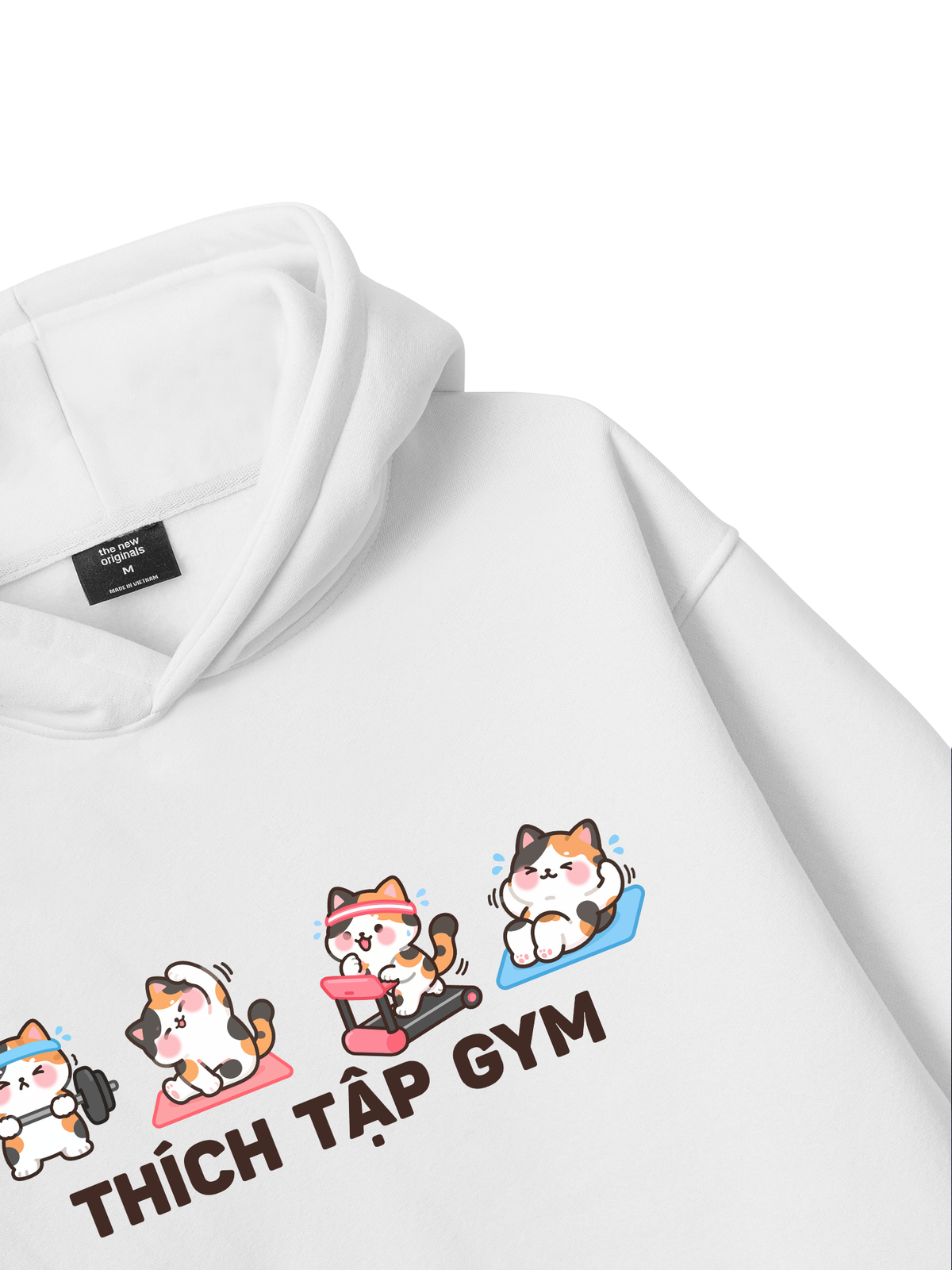 Thích Tập Gym-Mèo Tam Thể Hoodie