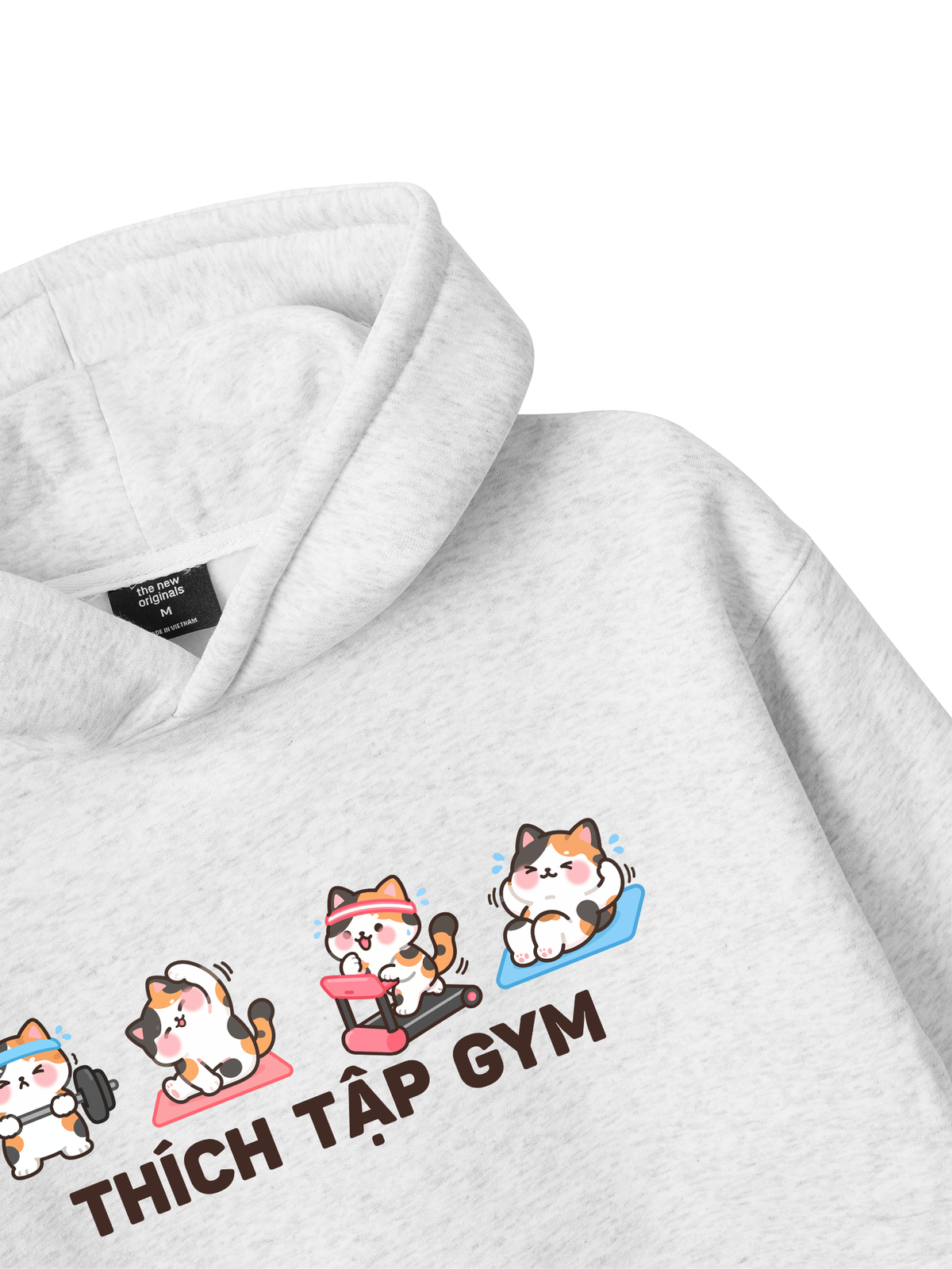 Thích Tập Gym-Mèo Tam Thể Hoodie