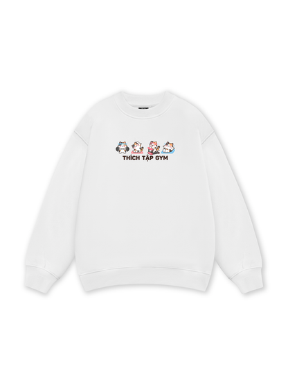 Thích Tập Gym-Mèo Tam Thể Sweater