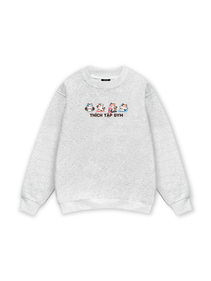 Thích Tập Gym-Mèo Tam Thể Sweater