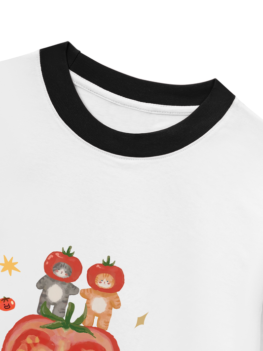 Áo Thun Ringer Relaxed Fit Summer Vibes Kitty Summer