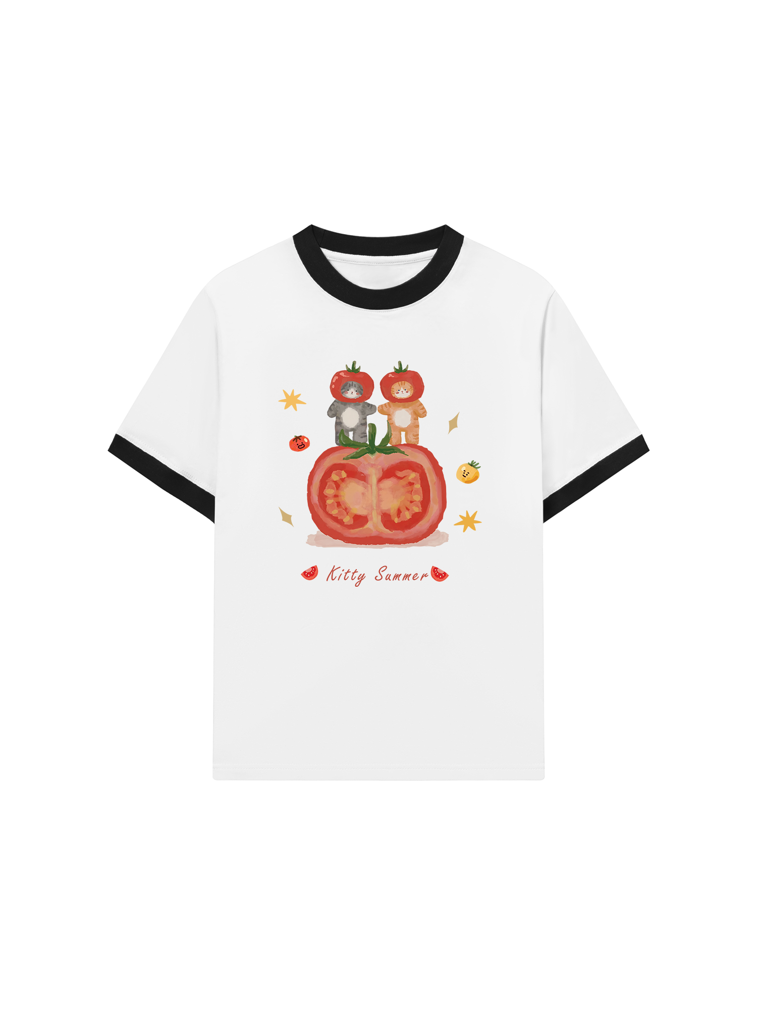 Áo Thun Ringer Relaxed Fit Summer Vibes Kitty Summer