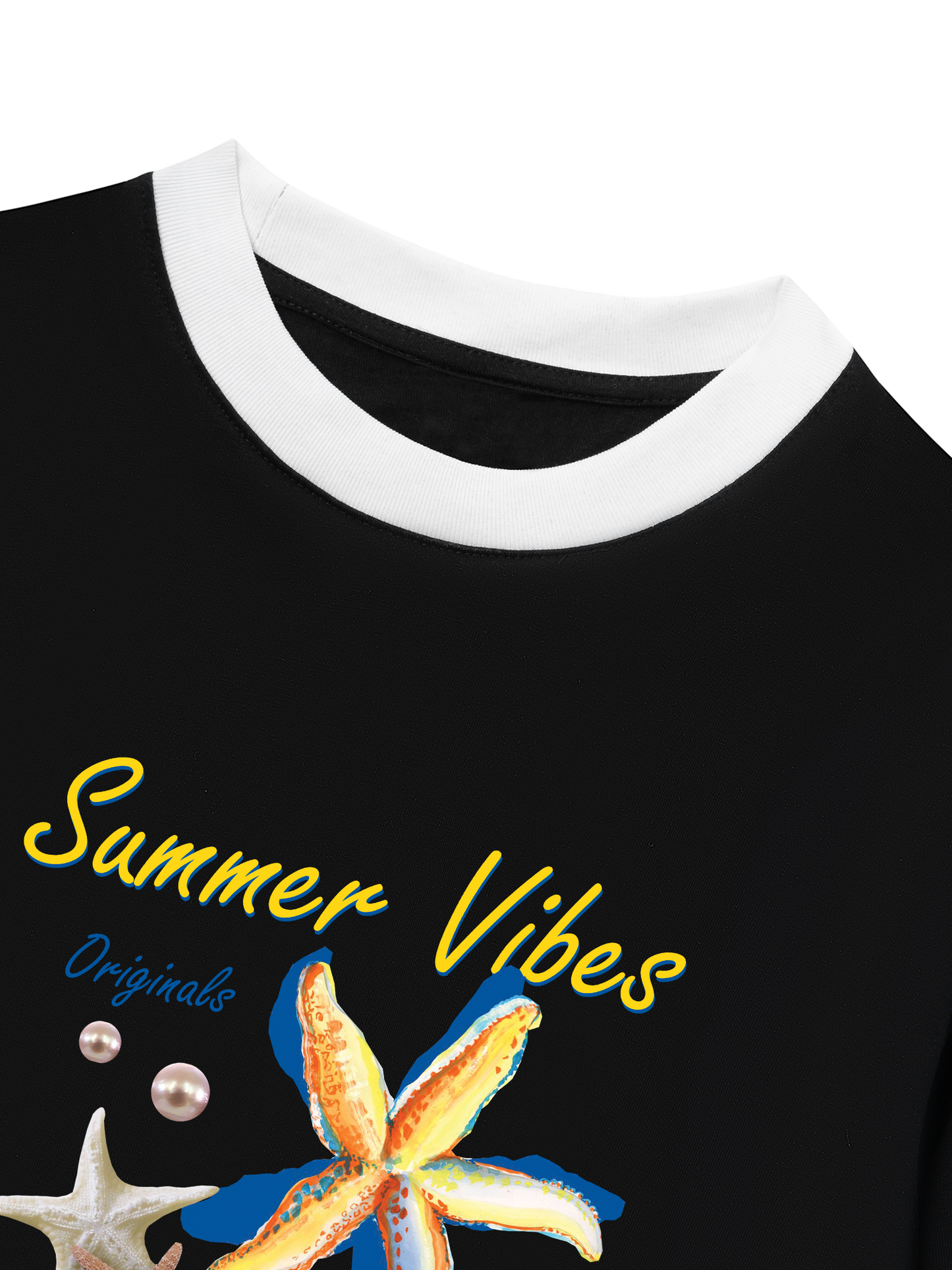 Áo Thun Ringer Relaxed Fit Summer Vibes Blue Starfish