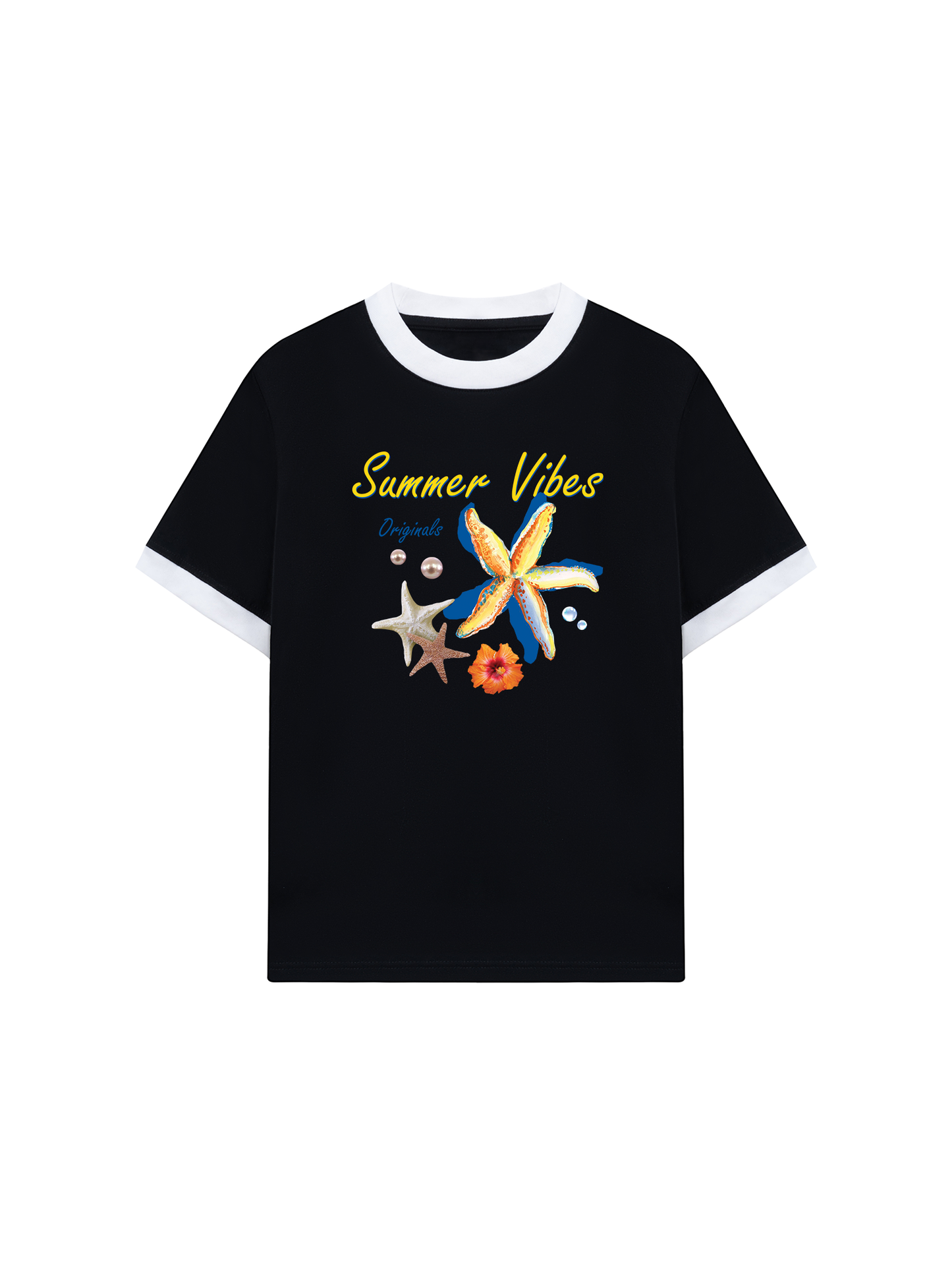 Áo Thun Ringer Relaxed Fit Summer Vibes Blue Starfish