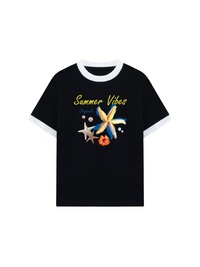 Áo Thun Ringer Relaxed Fit Summer Vibes Blue Starfish