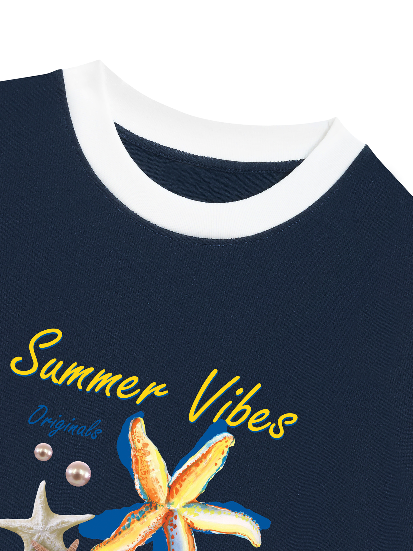 Áo Thun Ringer Relaxed Fit Summer Vibes Blue Starfish