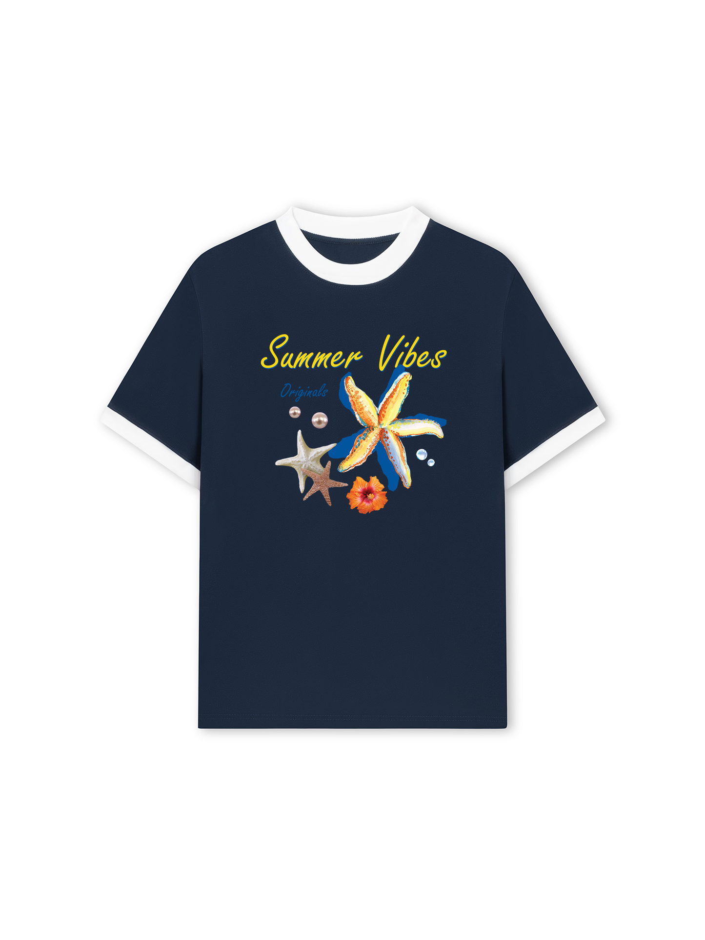 Áo Thun Ringer Relaxed Fit Summer Vibes Blue Starfish