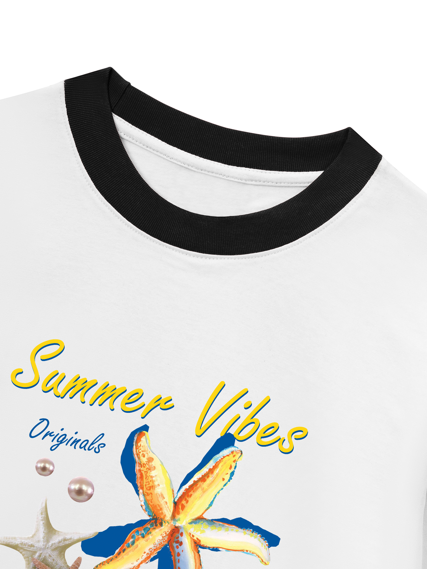 Áo Thun Ringer Relaxed Fit Summer Vibes Blue Starfish