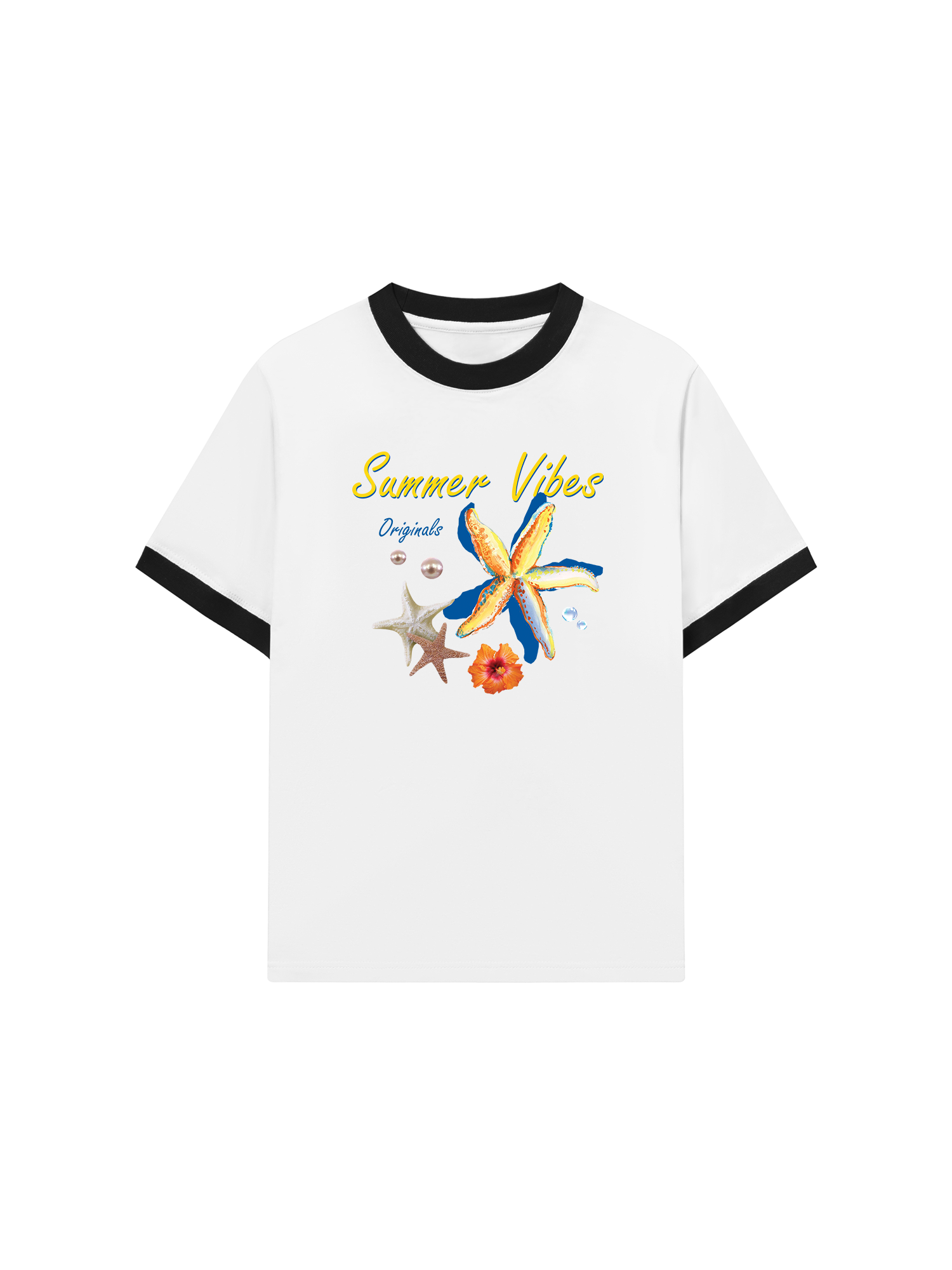 Áo Thun Ringer Relaxed Fit Summer Vibes Blue Starfish