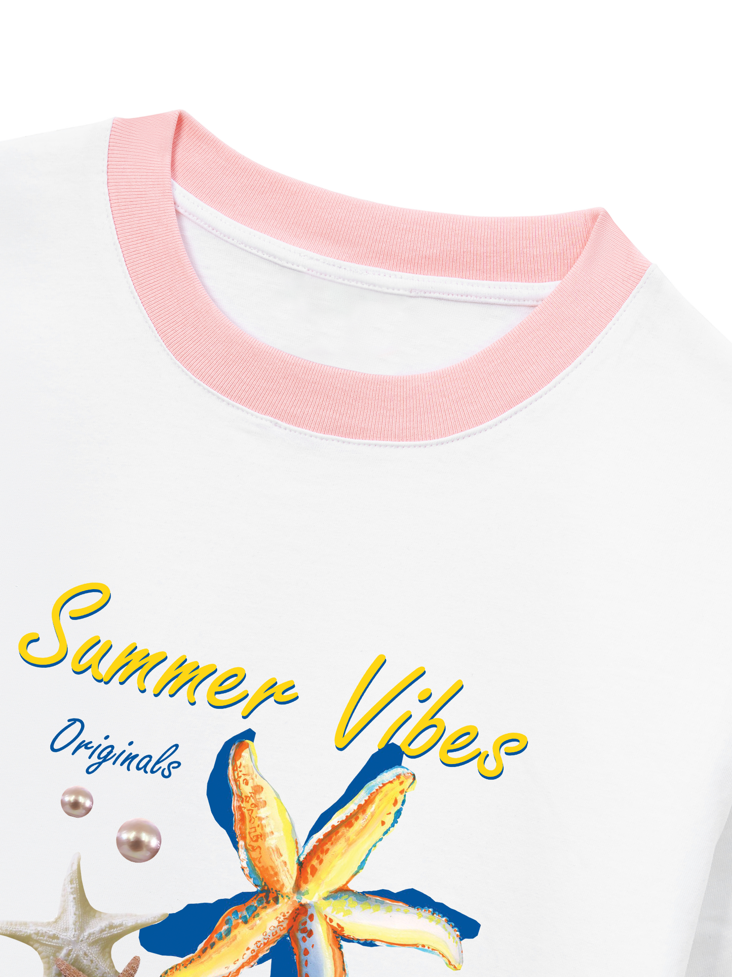 Áo Thun Ringer Relaxed Fit Summer Vibes Blue Starfish