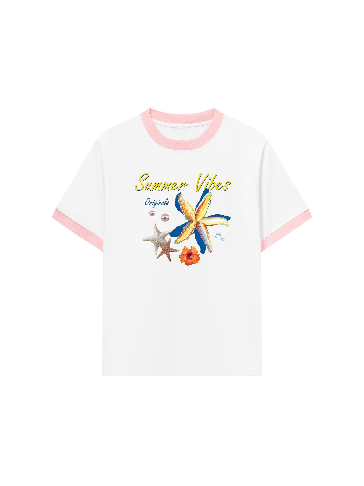 Áo Thun Ringer Relaxed Fit Summer Vibes Blue Starfish