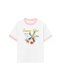 Áo Thun Ringer Relaxed Fit Summer Vibes Blue Starfish