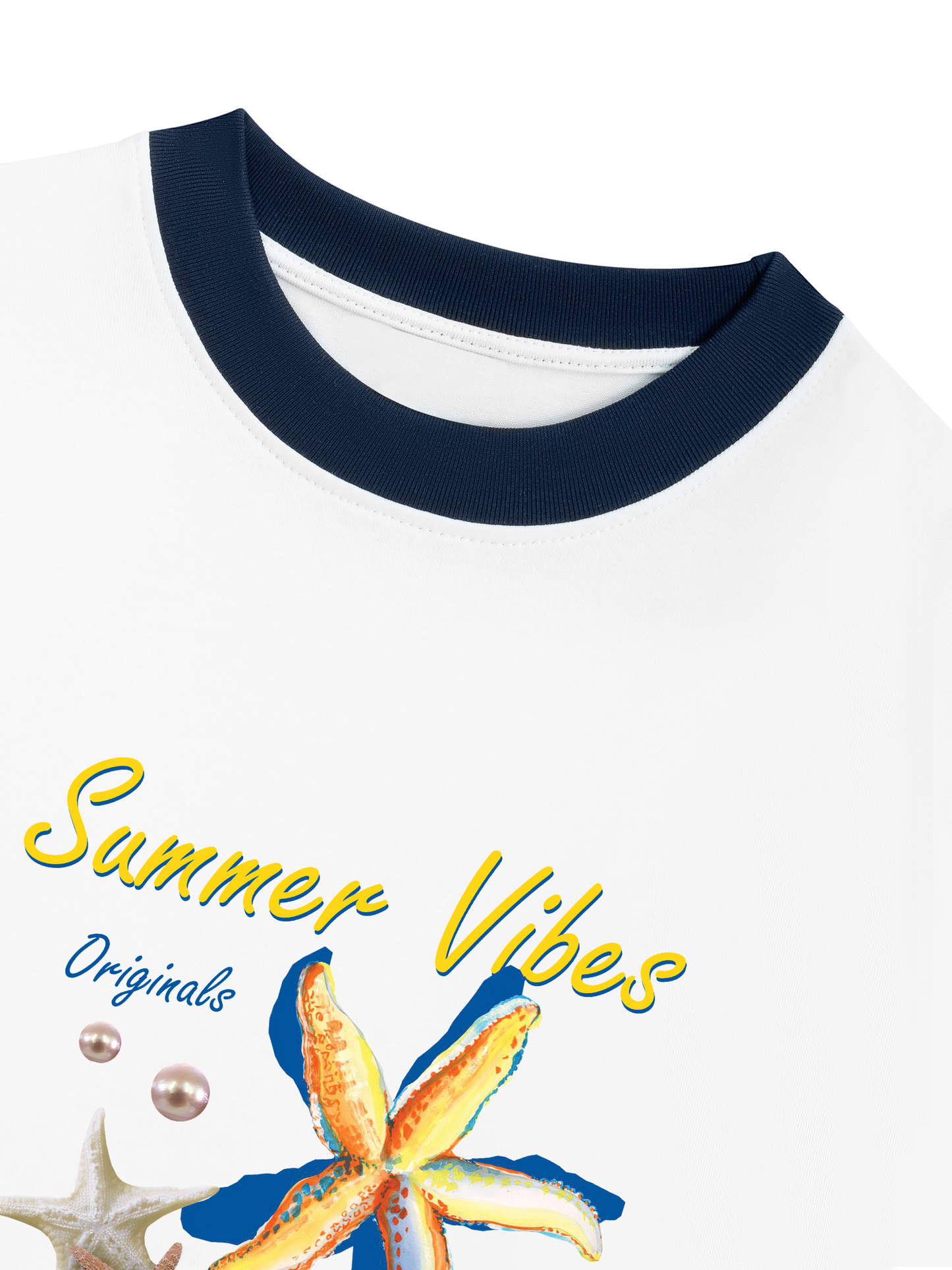 Áo Thun Ringer Relaxed Fit Summer Vibes Blue Starfish