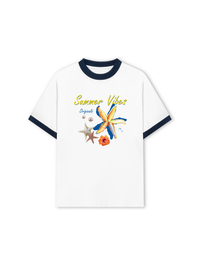 Áo Thun Ringer Relaxed Fit Summer Vibes Blue Starfish