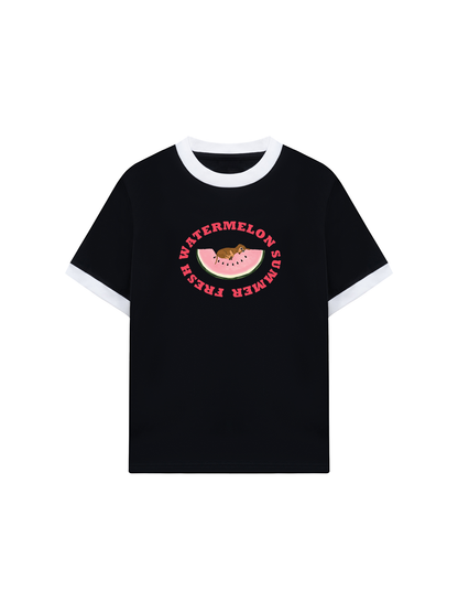 Áo Thun Ringer Relaxed Fit Summer Vibes Fresh Watermelon Summer