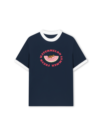 Áo Thun Ringer Relaxed Fit Summer Vibes Fresh Watermelon Summer