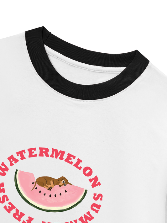 Áo Thun Ringer Relaxed Fit Summer Vibes Fresh Watermelon Summer