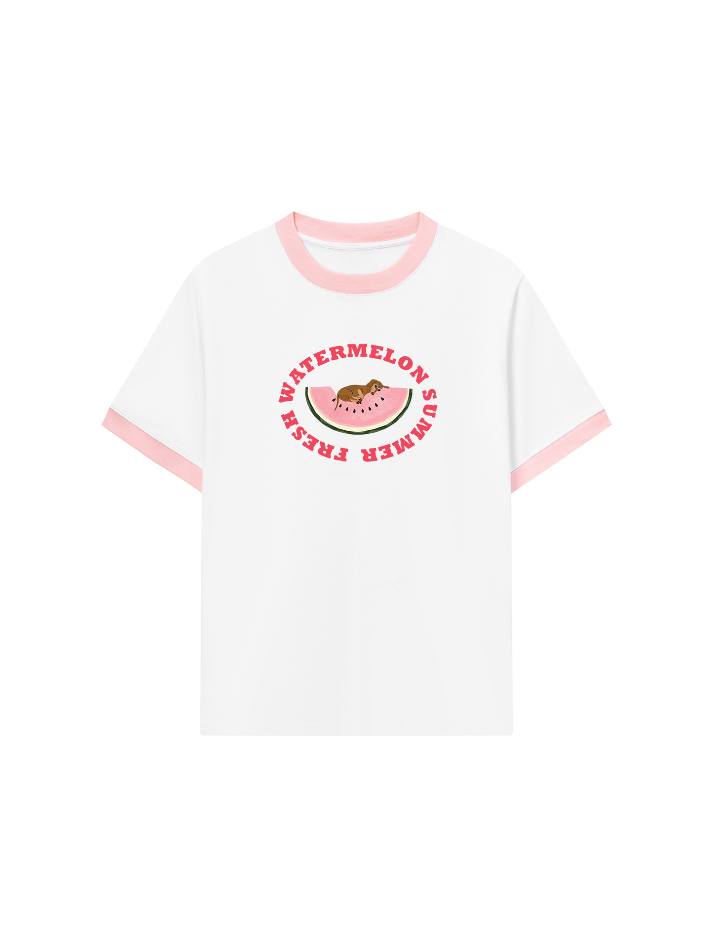 Áo Thun Ringer Relaxed Fit Summer Vibes Fresh Watermelon Summer