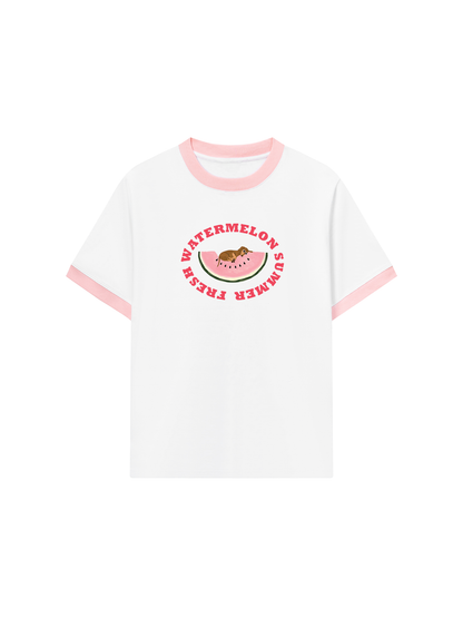 Áo Thun Ringer Relaxed Fit Summer Vibes Fresh Watermelon Summer