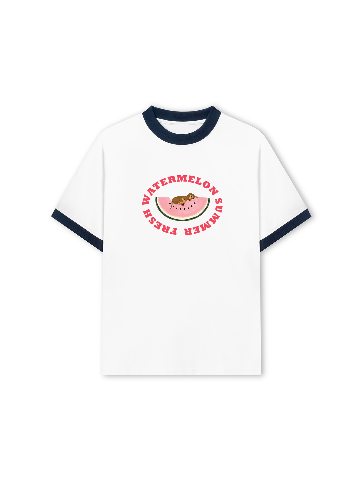 Áo Thun Ringer Relaxed Fit Summer Vibes Fresh Watermelon Summer