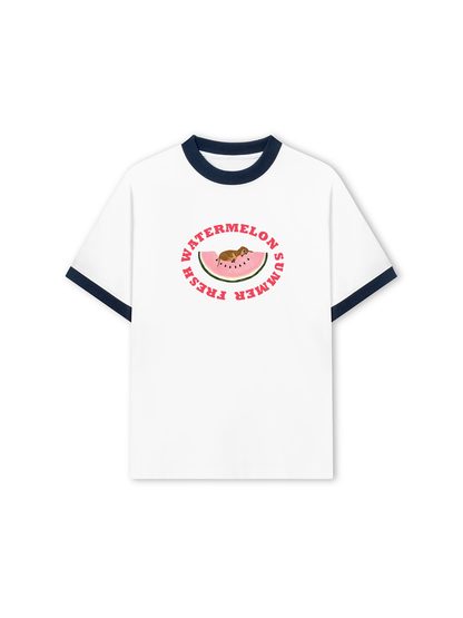 Áo Thun Ringer Relaxed Fit Summer Vibes Fresh Watermelon Summer