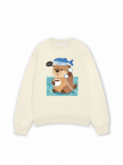 Áo Sweater Nỉ Hai Da Daily Cuties Otter Answer The Phone
