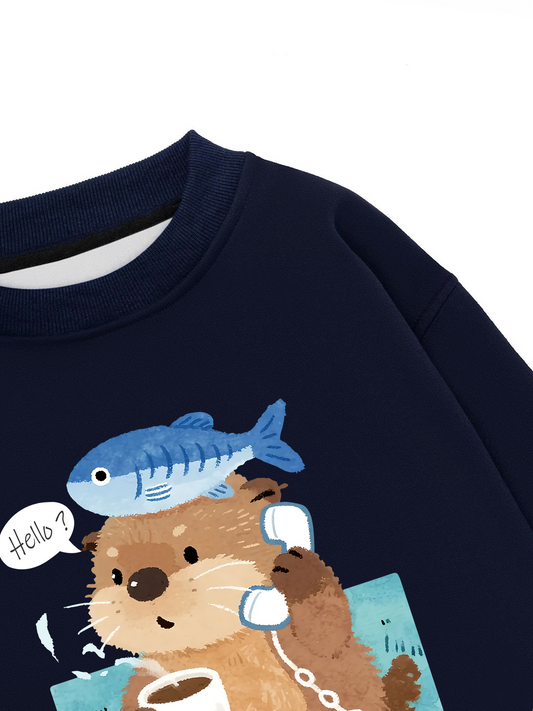 Áo Sweater Nỉ Hai Da Daily Cuties Otter Answer The Phone
