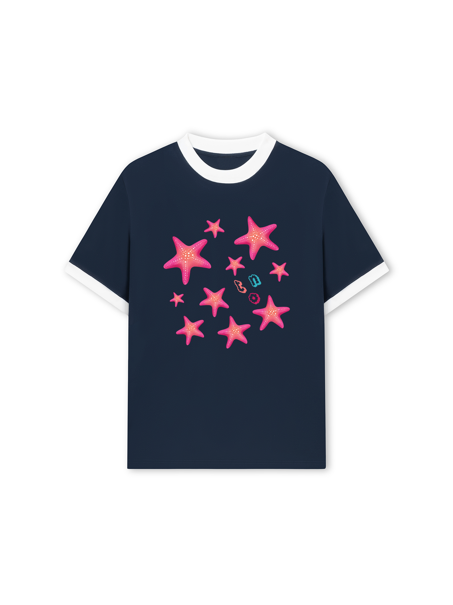 Áo Thun Ringer Relaxed Fit Summer Vibes Pink Starfish