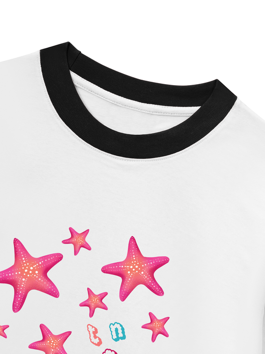 Áo Thun Ringer Relaxed Fit Summer Vibes Pink Starfish
