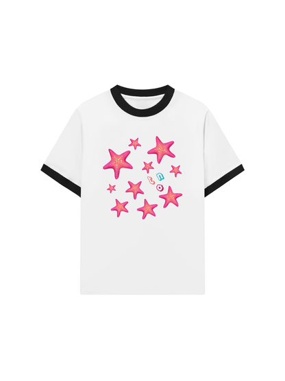 Áo Thun Ringer Relaxed Fit Summer Vibes Pink Starfish