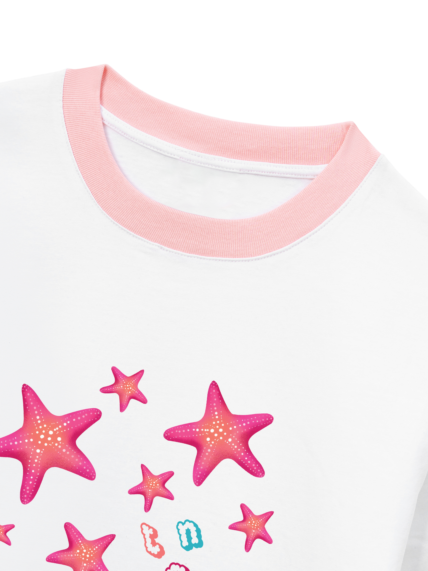 Áo Thun Ringer Relaxed Fit Summer Vibes Pink Starfish