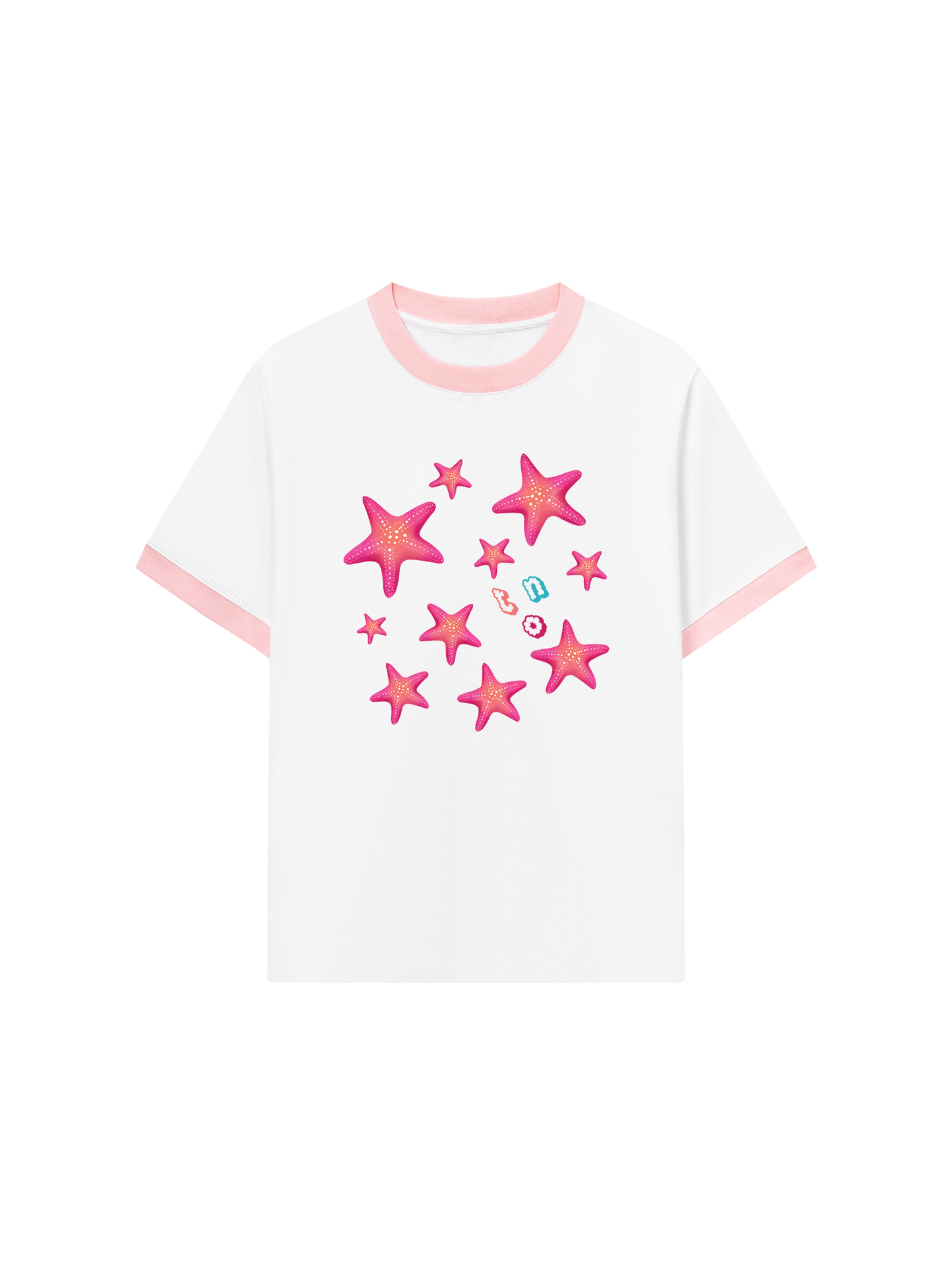 Áo Thun Ringer Relaxed Fit Summer Vibes Pink Starfish