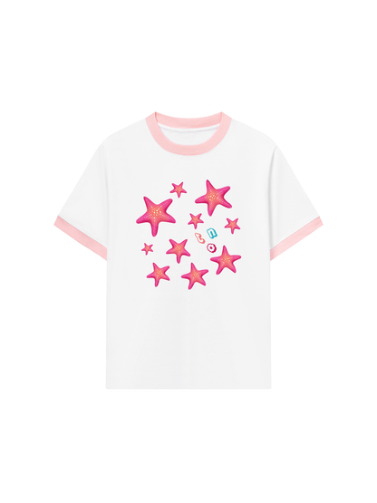Áo Thun Ringer Relaxed Fit Summer Vibes Pink Starfish