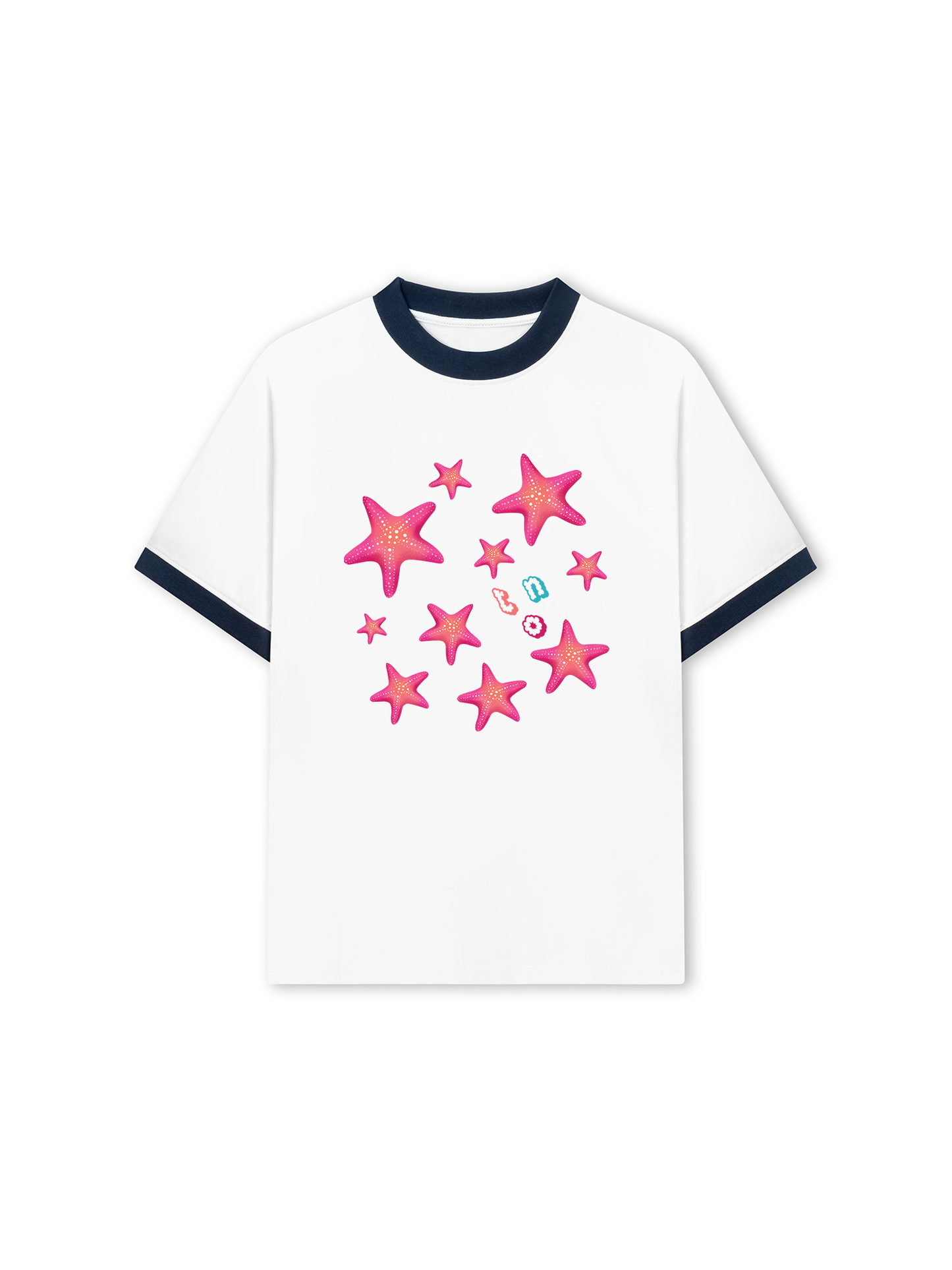 Áo Thun Ringer Relaxed Fit Summer Vibes Pink Starfish