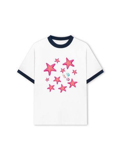 Áo Thun Ringer Relaxed Fit Summer Vibes Pink Starfish