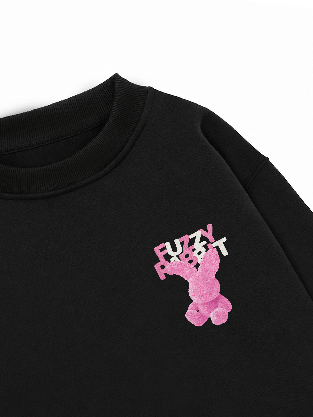Áo Sweater Nỉ Hai Da Pink Fuzzy Font Rabbit